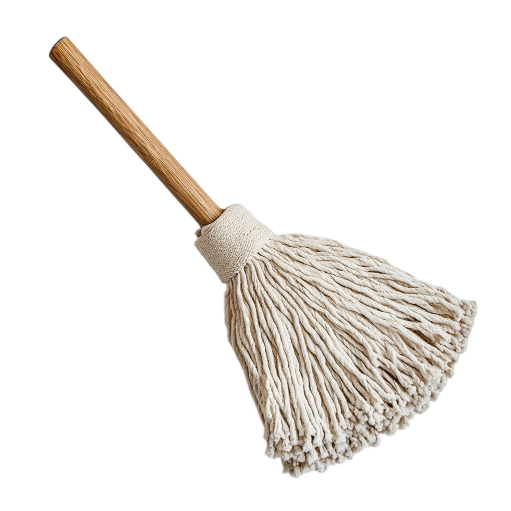 Stano Artisan Dust Mop - Sustainable Natural Oak Handle - Soft Cotton Fringes - Nordic Home Decor - Professional Grade Floor Duster
