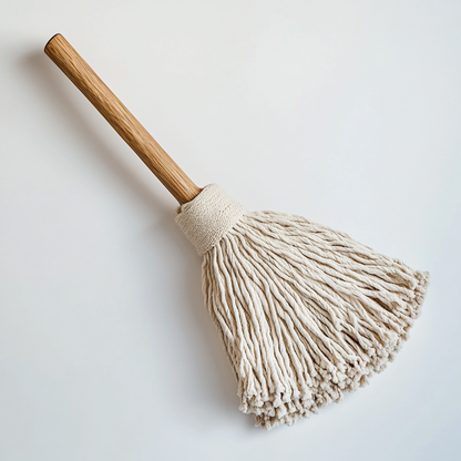 Stano Artisan Dust Mop - Sustainable Natural Oak Handle - Soft Cotton Fringes - Nordic Home Decor - Professional Grade Floor Duster